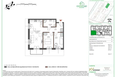 Rzut - Mieszkanie na sprzedaż 3 pokoje o powierzchni 58,9 m² - numer 14 w Osiedle Polna bud. 5