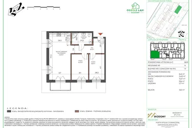 Rzut - Mieszkanie na sprzedaż 3 pokoje o powierzchni 58,9 m² - numer 14 w Osiedle Polna bud. 5