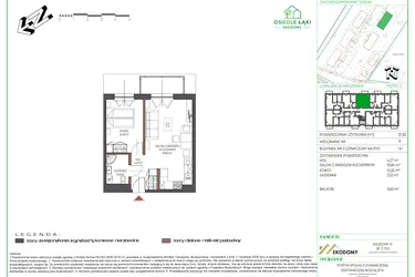 Rzut - Mieszkanie na sprzedaż 2 pokoje o powierzchni 38 m² - numer 17 w Osiedle Polna bud. 5