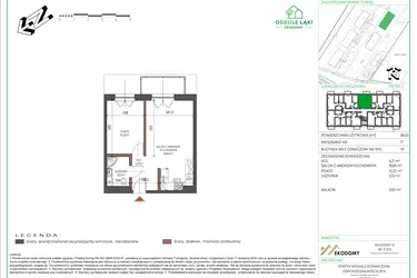 Rzut - Mieszkanie na sprzedaż 2 pokoje o powierzchni 38 m² - numer 17 w Osiedle Polna bud. 5