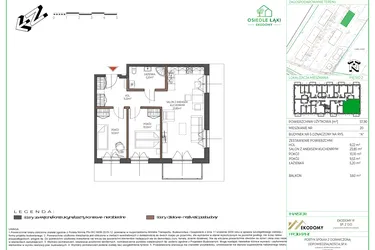 Rzut - Mieszkanie na sprzedaż 3 pokoje o powierzchni 57,85 m² - numer 20 w Osiedle Polna bud. 5