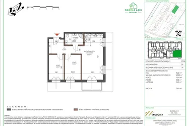 Rzut - Mieszkanie na sprzedaż 3 pokoje o powierzchni 57,9 m² - numer 20 w Osiedle Polna bud. 5