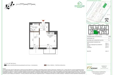 Rzut - Mieszkanie na sprzedaż 2 pokoje o powierzchni 38,94 m² - numer 22 w Osiedle Polna bud. 5