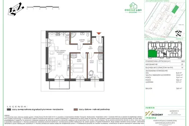Rzut - Mieszkanie na sprzedaż 3 pokoje o powierzchni 58,9 m² - numer 23 w Osiedle Polna bud. 5