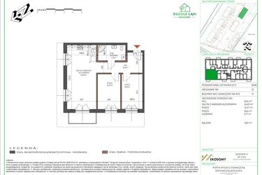 Rzut - Mieszkanie na sprzedaż 3 pokoje o powierzchni 58,9 m² - numer 23 w Osiedle Polna bud. 5