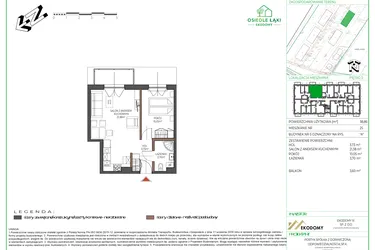 Rzut - Mieszkanie na sprzedaż 2 pokoje o powierzchni 38,86 m² - numer 25 w Osiedle Polna bud. 5