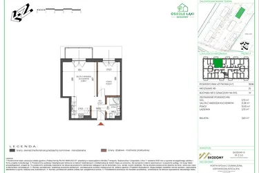 Rzut - Mieszkanie na sprzedaż 2 pokoje o powierzchni 38,86 m² - numer 25 w Osiedle Polna bud. 5