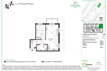 Rzut - Mieszkanie na sprzedaż 2 pokoje o powierzchni 46,93 m² - numer 28 w Osiedle Polna bud. 5