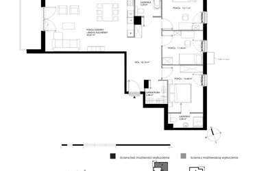 Rzut - Mieszkanie na sprzedaż 4 pokoje o powierzchni 114,19 m² - numer W2.3.3 w Nadmorski Dwór bud. U i W