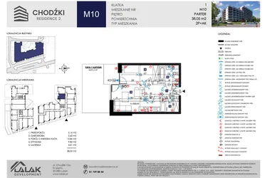 Rzut - Mieszkanie na sprzedaż 2 pokoje o powierzchni 38,05 m² - numer M10 w Chodźki Residence 2