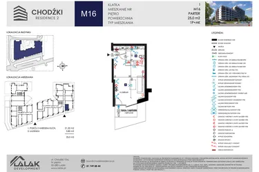 Rzut - Mieszkanie na sprzedaż 1 pokój o powierzchni 25 m² - numer M16 w Chodźki Residence 2