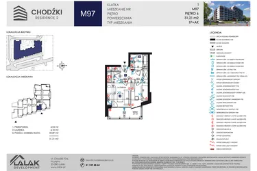 Rzut - Mieszkanie na sprzedaż 1 pokój o powierzchni 31,21 m² - numer M97 w Chodźki Residence 2