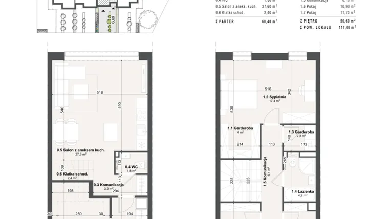 Rzut - Dom na sprzedaż 3 pokoje o powierzchni 117 m² - numer 14a w Domy na Przylesiu