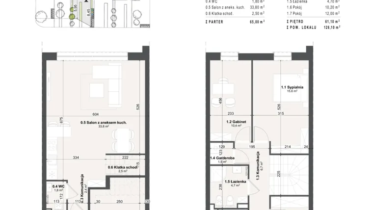 Rzut - Dom na sprzedaż 4 pokoje o powierzchni 126,1 m² - numer 9b w Domy na Przylesiu
