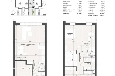Rzut - Dom na sprzedaż 4 pokoje o powierzchni 126,1 m² - numer 12a w Domy na Przylesiu