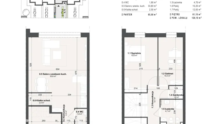 Rzut - Dom na sprzedaż 4 pokoje o powierzchni 126,1 m² - numer 12a w Domy na Przylesiu