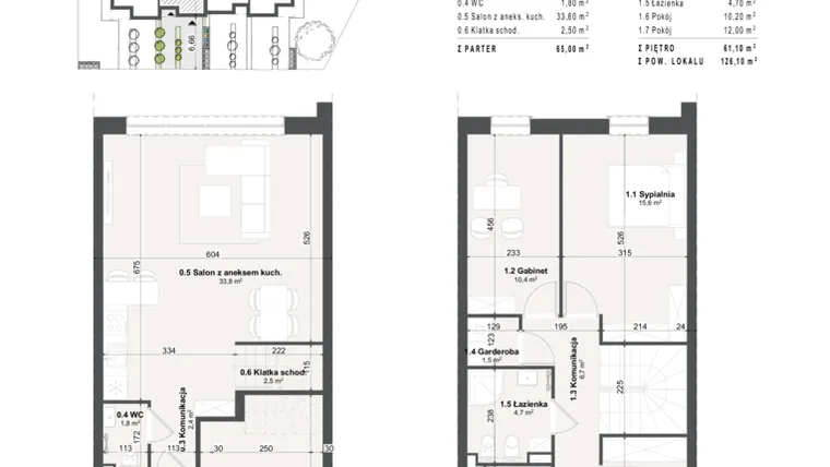 Rzut - Dom na sprzedaż 4 pokoje o powierzchni 126,1 m² - numer 13b w Domy na Przylesiu