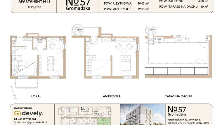 Rzut - Mieszkanie na sprzedaż 3 pokoje o powierzchni 89,07 m² - numer M-15 w Gromadzka 57
