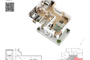 Rzut - Mieszkanie na sprzedaż 3 pokoje o powierzchni 53,23 m² - numer 7 w Villa Park - Etap IV