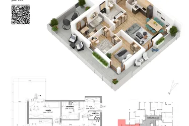 Rzut - Mieszkanie na sprzedaż 4 pokoje o powierzchni 79,43 m² - numer 6 w Villa Park - Etap IV