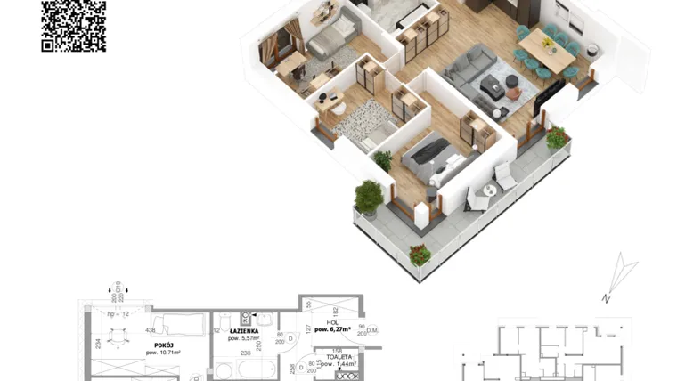 Rzut - Mieszkanie na sprzedaż 4 pokoje o powierzchni 79,43 m² - numer 12 w Villa Park - Etap IV