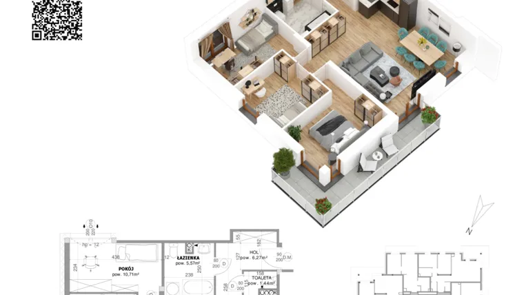 Rzut - Mieszkanie na sprzedaż 4 pokoje o powierzchni 79,43 m² - numer 19 w Villa Park - Etap IV