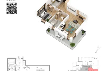 Rzut - Mieszkanie na sprzedaż 3 pokoje o powierzchni 53,23 m² - numer 21 w Villa Park - Etap IV