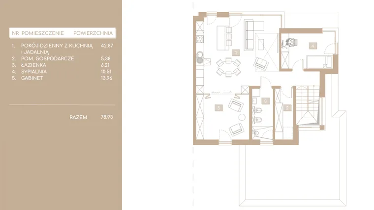 Rzut - Mieszkanie na sprzedaż 5 pokoi o powierzchni 116,38 m² - numer M4.B w Królowej Jadwigi Residence II