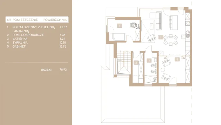 Rzut - Mieszkanie na sprzedaż 5 pokoi o powierzchni 116,38 m² - numer M3.B w Królowej Jadwigi Residence II