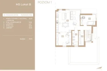 Rzut - Mieszkanie na sprzedaż 5 pokoi o powierzchni 116,38 m² - numer M5.B w Królowej Jadwigi Residence II