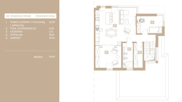 Rzut - Mieszkanie na sprzedaż 5 pokoi o powierzchni 116,38 m² - numer M5.B w Królowej Jadwigi Residence II