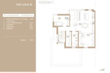 Rzut - Mieszkanie na sprzedaż 5 pokoi o powierzchni 116,38 m² - numer M8.B w Królowej Jadwigi Residence II
