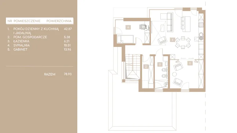 Rzut - Mieszkanie na sprzedaż 5 pokoi o powierzchni 116,38 m² - numer M8.B w Królowej Jadwigi Residence II