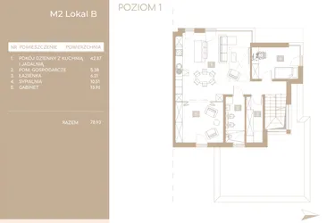 Rzut - Mieszkanie na sprzedaż 5 pokoi o powierzchni 116,38 m² - numer M2.B w Królowej Jadwigi Residence II