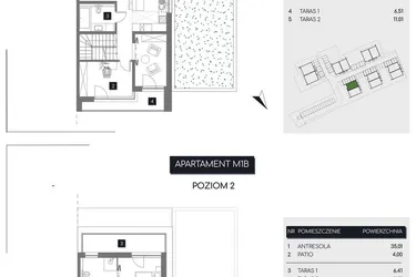 Rzut - Mieszkanie na sprzedaż 3 pokoje o powierzchni 109,08 m² - numer M1B w Rudava Park
