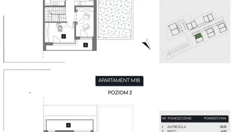 Rzut - Mieszkanie na sprzedaż 3 pokoje o powierzchni 109,08 m² - numer M1B w Rudava Park