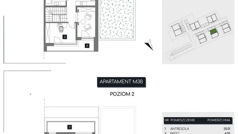 Rzut - Mieszkanie na sprzedaż 3 pokoje o powierzchni 114,6 m² - numer M3B w Rudava Park