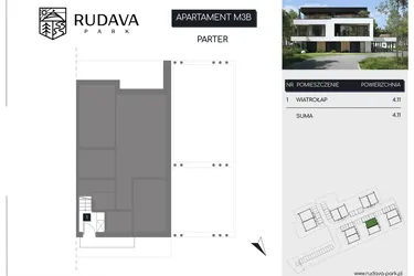 Rzut - Mieszkanie na sprzedaż 3 pokoje o powierzchni 109,08 m² - numer M3B w Rudava Park
