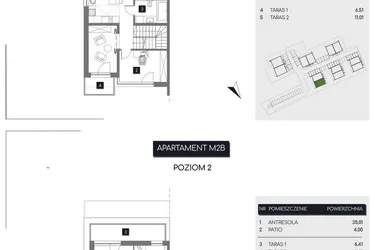 Rzut - Mieszkanie na sprzedaż 3 pokoje o powierzchni 109,08 m² - numer M2B w Rudava Park