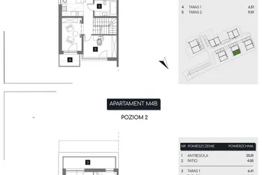 Rzut - Mieszkanie na sprzedaż 3 pokoje o powierzchni 114,6 m² - numer M4B w Rudava Park