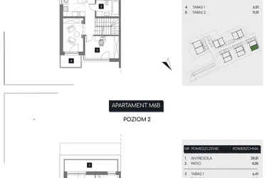 Rzut - Mieszkanie na sprzedaż 3 pokoje o powierzchni 109,08 m² - numer M6B w Rudava Park