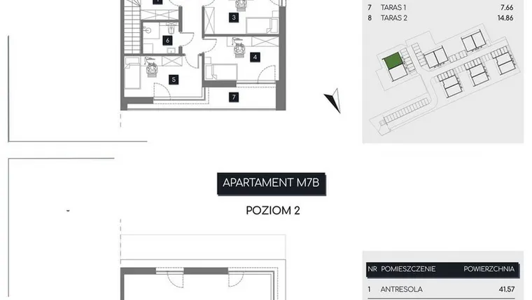 Rzut - Mieszkanie na sprzedaż 3 pokoje o powierzchni 153,02 m² - numer M7B w Rudava Park