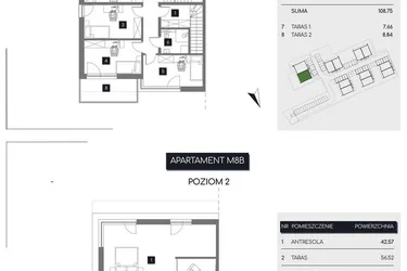 Rzut - Mieszkanie na sprzedaż 3 pokoje o powierzchni 153,02 m² - numer M8B w Rudava Park