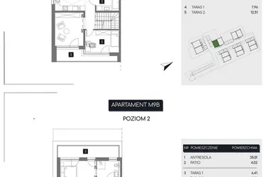 Rzut - Mieszkanie na sprzedaż 3 pokoje o powierzchni 111,55 m² - numer M9B w Rudava Park