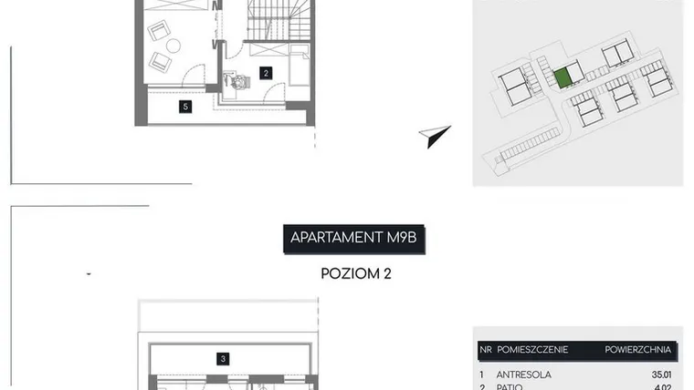 Rzut - Mieszkanie na sprzedaż 3 pokoje o powierzchni 111,55 m² - numer M9B w Rudava Park