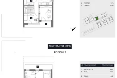 Rzut - Mieszkanie na sprzedaż 3 pokoje o powierzchni 111,55 m² - numer M10B w Rudava Park