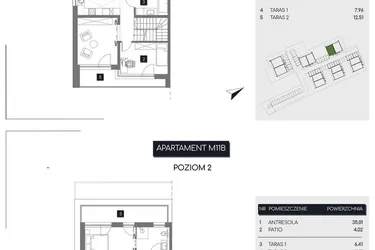 Rzut - Mieszkanie na sprzedaż 3 pokoje o powierzchni 120,82 m² - numer M11B w Rudava Park