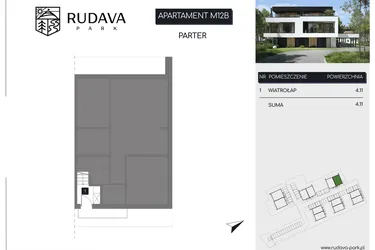 Rzut - Mieszkanie na sprzedaż 3 pokoje o powierzchni 111,55 m² - numer M12B w Rudava Park