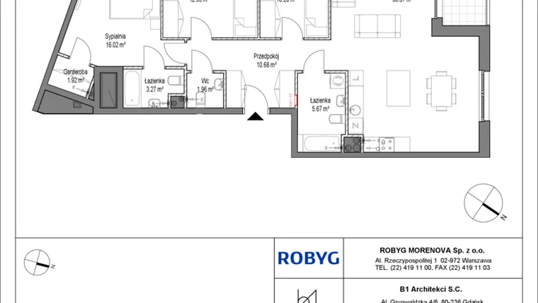 Rzut - Mieszkanie na sprzedaż 4 pokoje o powierzchni 101,04 m² - numer A.4M07 w Leszczyńskich 2
