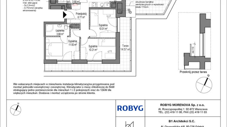 Rzut - Mieszkanie na sprzedaż 4 pokoje o powierzchni 87,44 m² - numer C.5M01 w Leszczyńskich 2